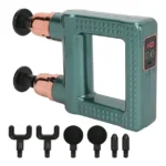 Mini Muscle Fascia Massager dual-head red model with 4 massage heads.