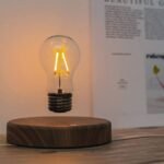 HCNT Magnetic Levitating Floating LED Bulb Lamp with Wooden Base – Wireless Induction Desk Light