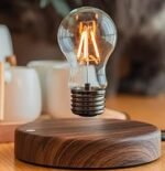 HCNT Magnetic Levitating Floating LED Bulb Lamp with Wooden Base – Wireless Induction Desk Light