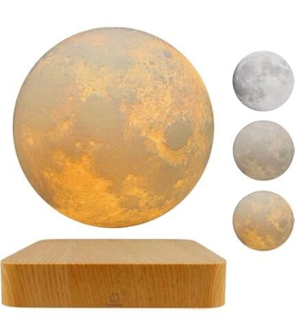 Levitating Saturn Lamp floating above magnetic base – 3D printed planet light