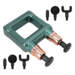 Mini Muscle Fascia Massager dual-head red model with 4 massage heads.