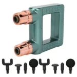 Mini Muscle Fascia Massager dual-head red model with 4 massage heads.