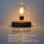 HCNT Magnetic Levitating Floating LED Bulb Lamp with Wooden Base – Wireless Induction Desk Light