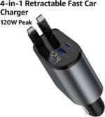 120W 4-in-1 Retractable Car Charger with Type-C & iOS | OLOFZE Dubai - Image 2