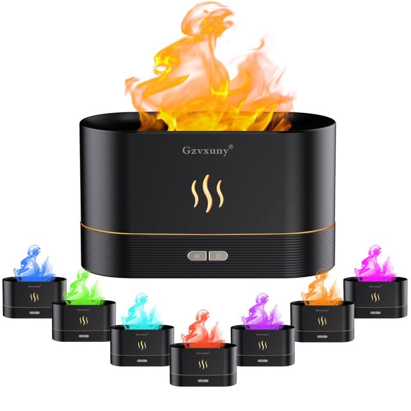 Flame Essential Oil Diffuser with 7 Color LED Light Humidifier