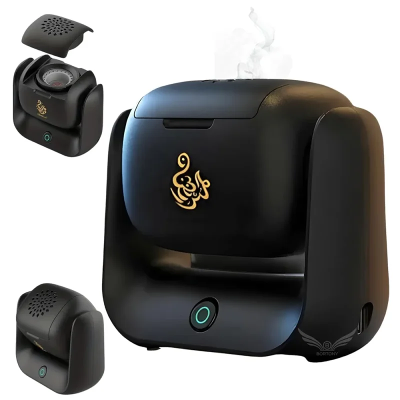 Bakhoor portable incense burner with 90 degree rotation and rechargeable battery